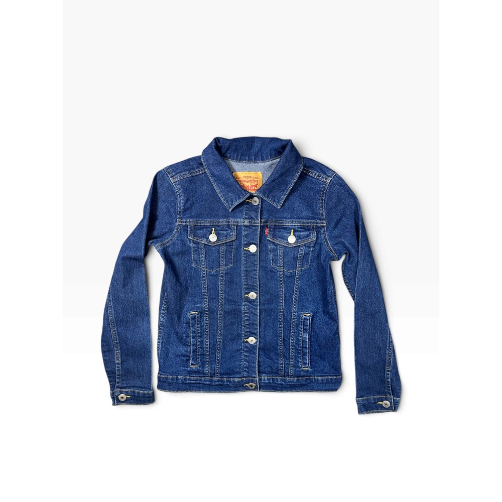 Levi's Girls Trucker Jacket Dark Wash Blue Denim Size XL 14/16